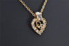 Authentic Christian Dior Gold Tone Chain Rhinestone Pendant Necklace CD 4257K