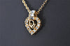 Authentic Christian Dior Gold Tone Chain Rhinestone Pendant Necklace CD 4257K