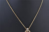 Authentic Christian Dior Gold Tone Chain Rhinestone Pendant Necklace CD 4257K