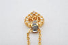 Authentic Christian Dior Gold Tone Chain Rhinestone Pendant Necklace CD 4257K