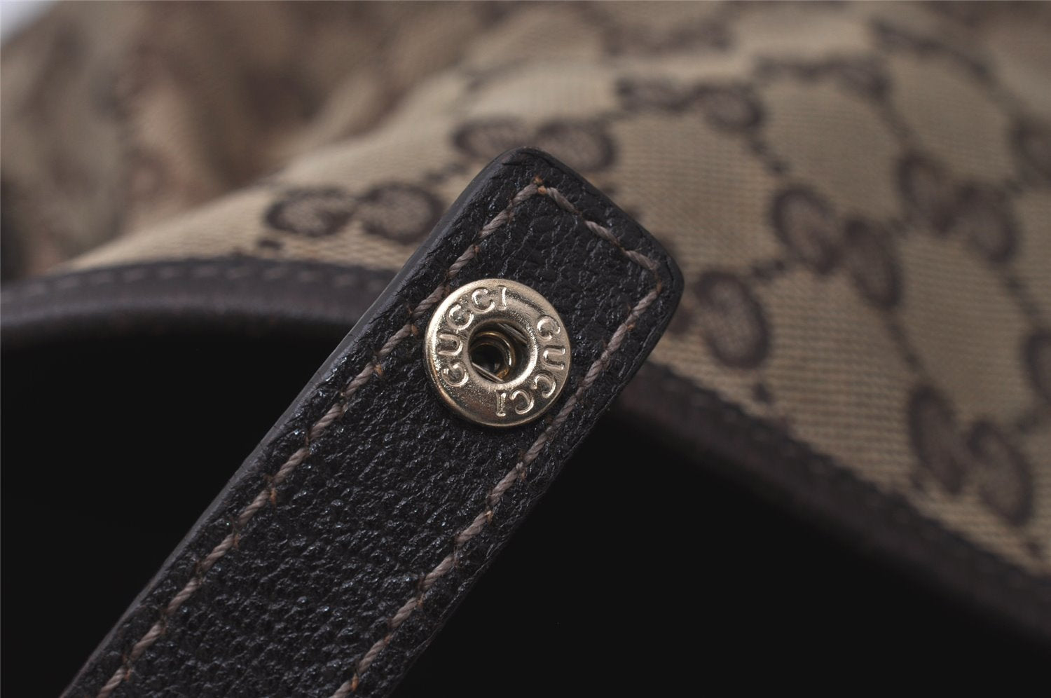 Authentic GUCCI Abbey Shoulder Tote Bag GG Canvas Leather 130736 Brown 4258I