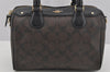 Authentic COACH Signature 2Way Hand Boston Bag Purse PVC Leather Brown 4258J