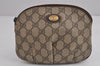 Authentic GUCCI Vintage Pouch Purse GG PVC Leather Brown 4259J