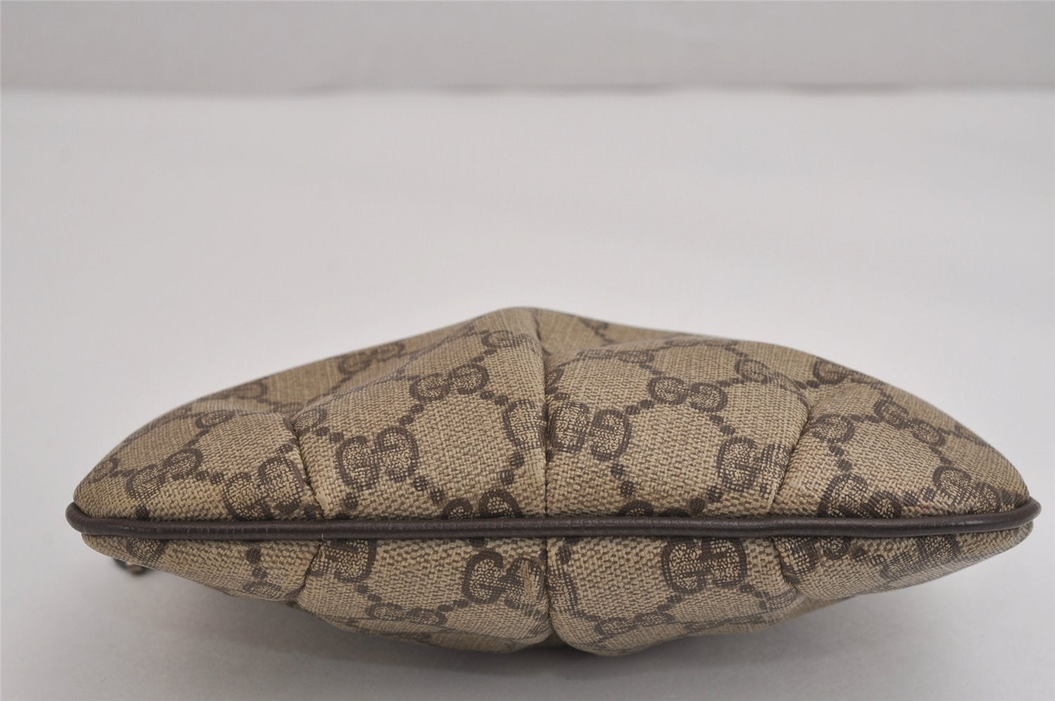 Authentic GUCCI Vintage Pouch Purse GG PVC Leather Brown 4259J