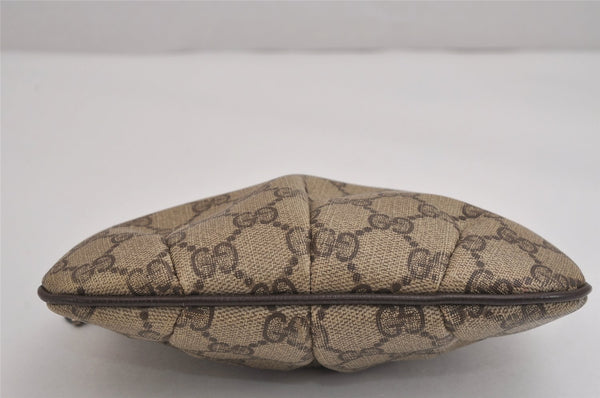 Authentic GUCCI Vintage Pouch Purse GG PVC Leather Brown 4259J