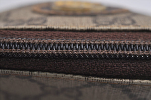 Authentic GUCCI Vintage Pouch Purse GG PVC Leather Brown 4259J