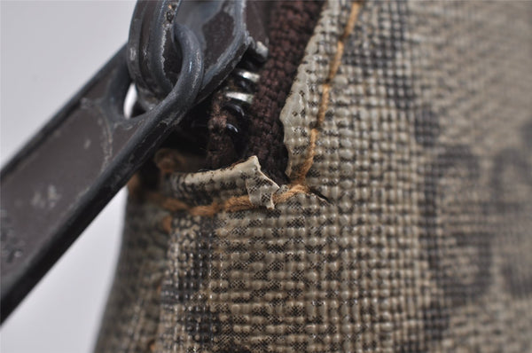 Authentic GUCCI Vintage Pouch Purse GG PVC Leather Brown 4259J