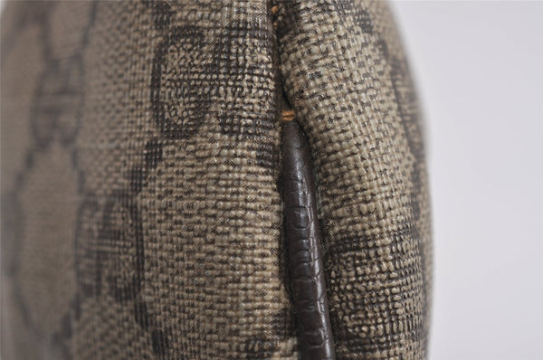 Authentic GUCCI Vintage Pouch Purse GG PVC Leather Brown 4259J