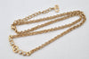 Auth Christian Dior Gold Tone Rhinestone Chain Pendant Necklace CD Box 4261K