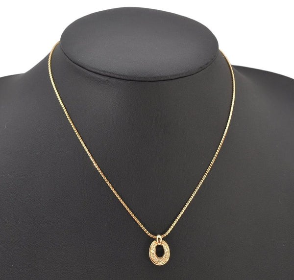 Authentic Christian Dior Gold Tone Rhinestone Chain Pendant Necklace Box 4262K