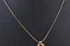 Authentic Christian Dior Gold Tone Rhinestone Chain Pendant Necklace Box 4262K