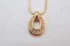 Authentic Christian Dior Gold Tone Rhinestone Chain Pendant Necklace Box 4262K