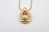 Authentic Christian Dior Gold Tone Rhinestone Chain Pendant Necklace Box 4262K