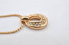 Authentic Christian Dior Gold Tone Rhinestone Chain Pendant Necklace Box 4262K