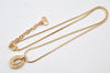 Authentic Christian Dior Gold Tone Rhinestone Chain Pendant Necklace Box 4262K