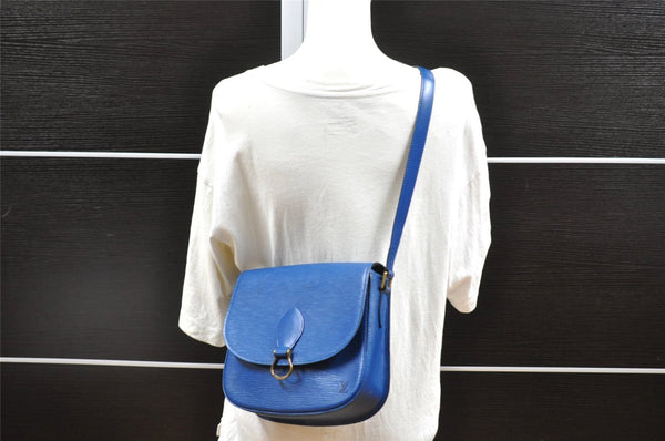Authentic Louis Vuitton Epi Saint Cloud GM Shoulder Cross Bag M52195 Blue 4263I