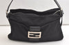 Authentic FENDI Vintage Shoulder Hand Bag Purse Jersey Leather Black 4264K