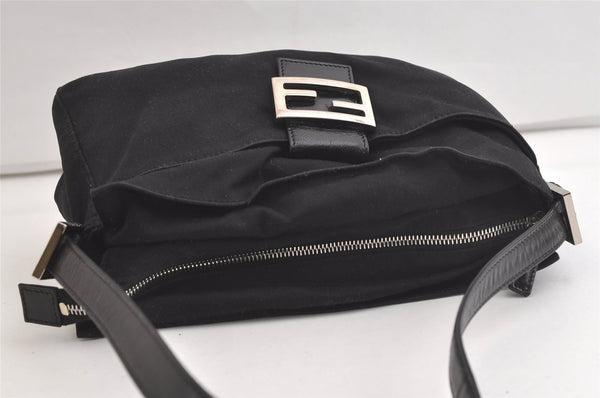 Authentic FENDI Vintage Shoulder Hand Bag Purse Jersey Leather Black 4264K