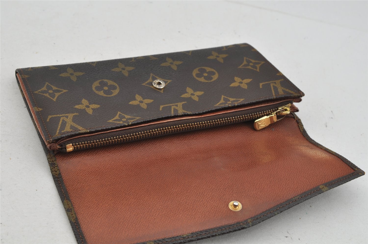 Auth Louis Vuitton Monogram Pochette Porte Monnaie Credit Wallet Old Model 4265J