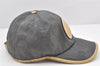 Authentic GUCCI OFF THE GLID Cap GG Nylon Leather Size L 627114 Gray 4267K