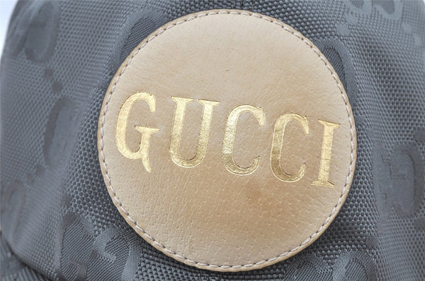 Authentic GUCCI OFF THE GLID Cap GG Nylon Leather Size L 627114 Gray 4267K
