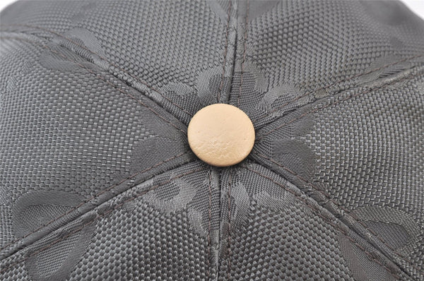 Authentic GUCCI OFF THE GLID Cap GG Nylon Leather Size L 627114 Gray 4267K