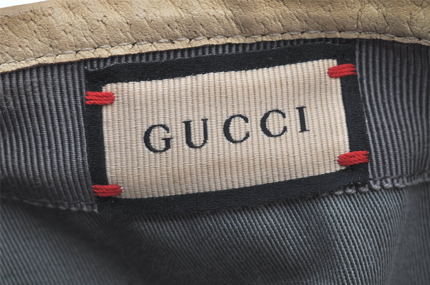 Authentic GUCCI OFF THE GLID Cap GG Nylon Leather Size L 627114 Gray 4267K