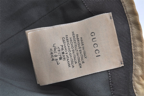 Authentic GUCCI OFF THE GLID Cap GG Nylon Leather Size L 627114 Gray 4267K