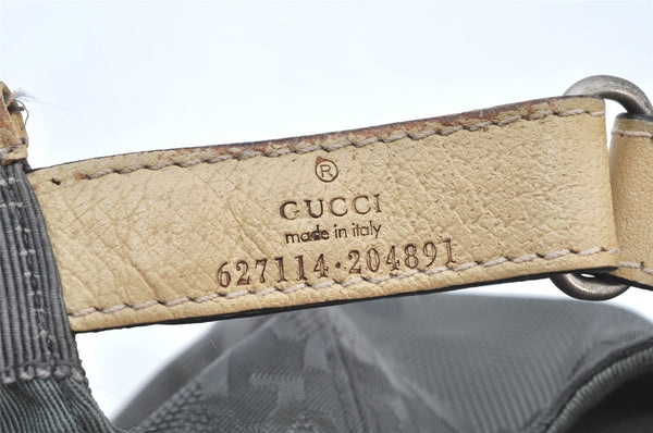 Authentic GUCCI OFF THE GLID Cap GG Nylon Leather Size L 627114 Gray 4267K