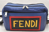 Authentic FENDI Vocabulary Shoulder Cross Body Bag Purse Leather Blue 4268K