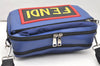 Authentic FENDI Vocabulary Shoulder Cross Body Bag Purse Leather Blue 4268K