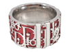 Authentic Christian Dior Trotter No.2 Ring US Size 5 Silver Red 4269K