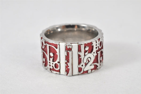 Authentic Christian Dior Trotter No.2 Ring US Size 5 Silver Red 4269K