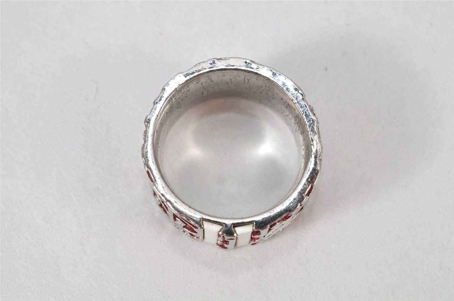 Authentic Christian Dior Trotter No.2 Ring US Size 5 Silver Red 4269K