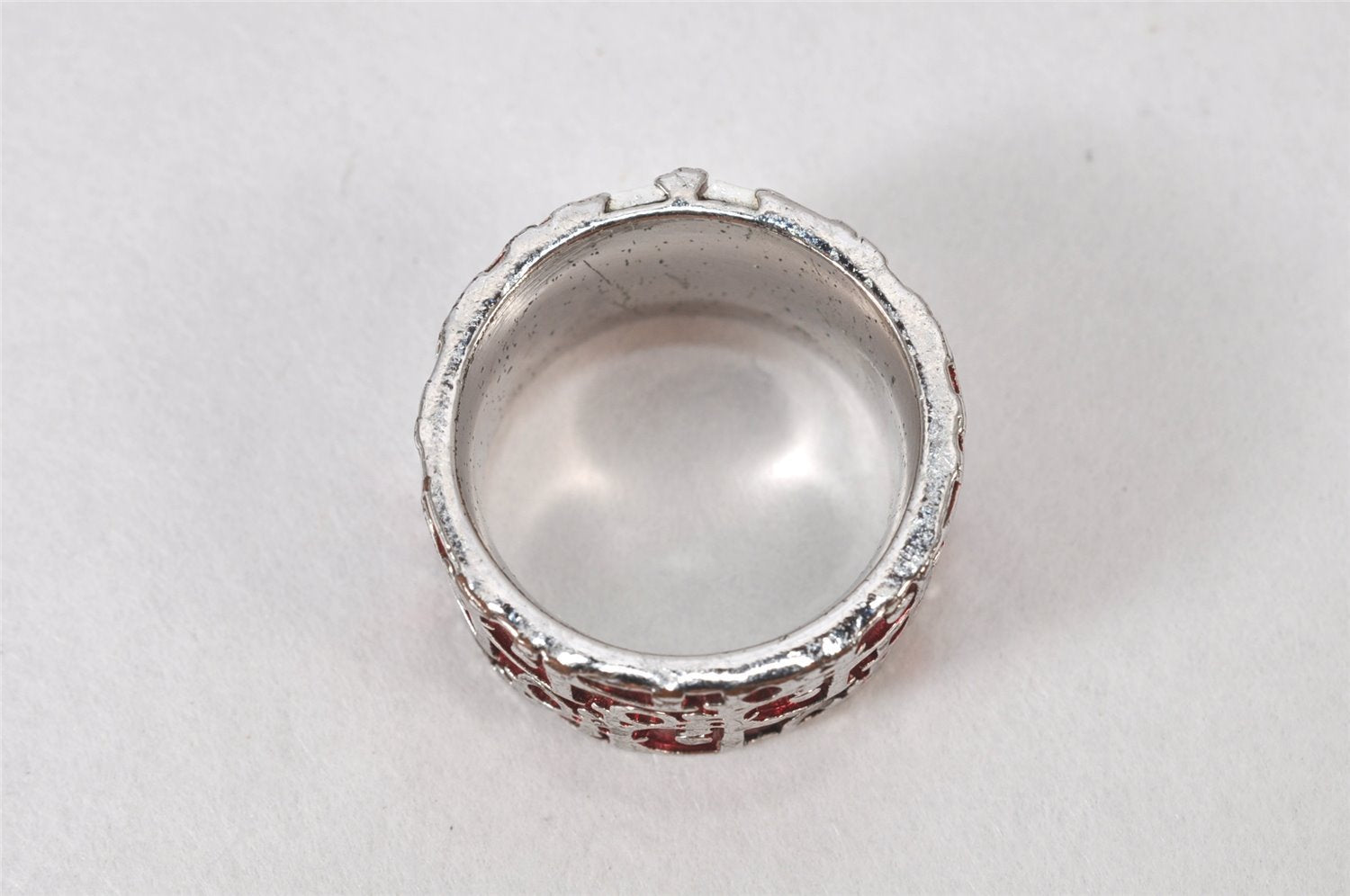 Authentic Christian Dior Trotter No.2 Ring US Size 5 Silver Red 4269K