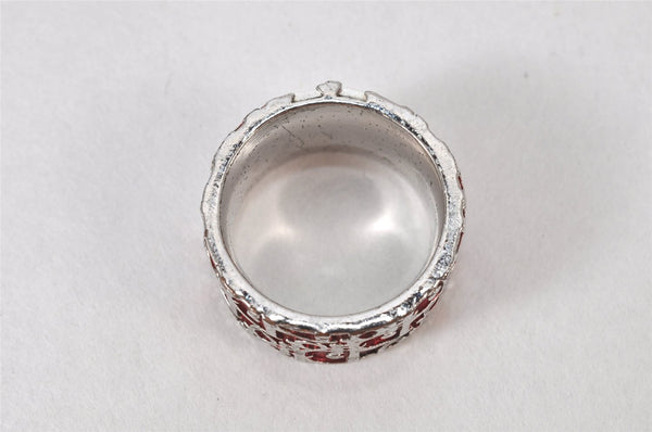 Authentic Christian Dior Trotter No.2 Ring US Size 5 Silver Red 4269K