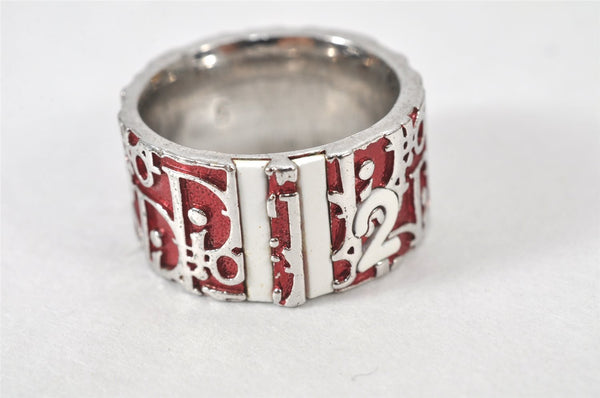 Authentic Christian Dior Trotter No.2 Ring US Size 5 Silver Red 4269K