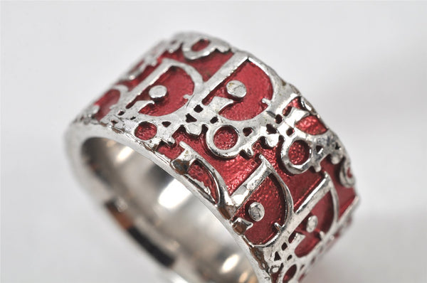 Authentic Christian Dior Trotter No.2 Ring US Size 5 Silver Red 4269K