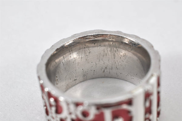 Authentic Christian Dior Trotter No.2 Ring US Size 5 Silver Red 4269K