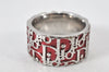 Authentic Christian Dior Trotter No.2 Ring US Size 5 Silver Red 4269K