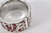 Authentic Christian Dior Trotter No.2 Ring US Size 5 Silver Red 4269K