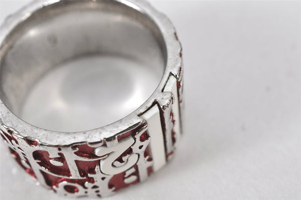 Authentic Christian Dior Trotter No.2 Ring US Size 5 Silver Red 4269K