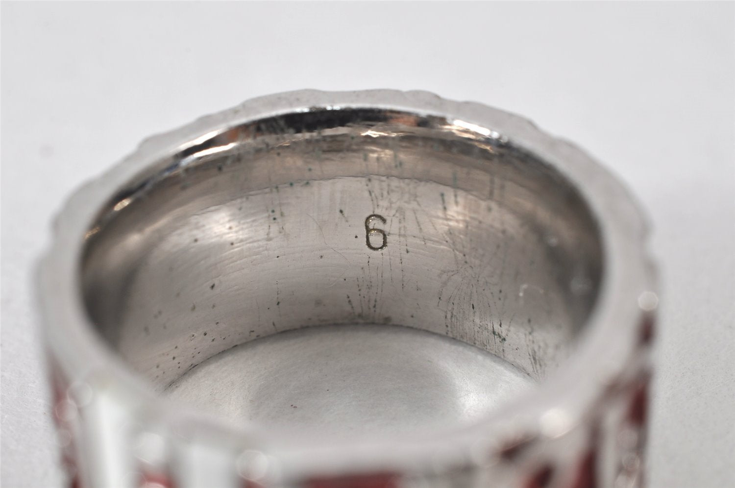 Authentic Christian Dior Trotter No.2 Ring US Size 5 Silver Red 4269K