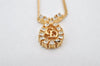 Authentic Christian Dior Gold Tone Rhinestone Chain Pendant Necklace CD 4270K