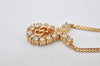 Authentic Christian Dior Gold Tone Rhinestone Chain Pendant Necklace CD 4270K