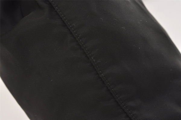 Authentic PRADA Vintage Nylon Tessuto Leather Drawstring Pouch Purse Black 4271J