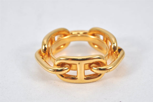 Authentic HERMES Scarf Ring Chaine d'Ancre Chain Design Gold Tone 4271K