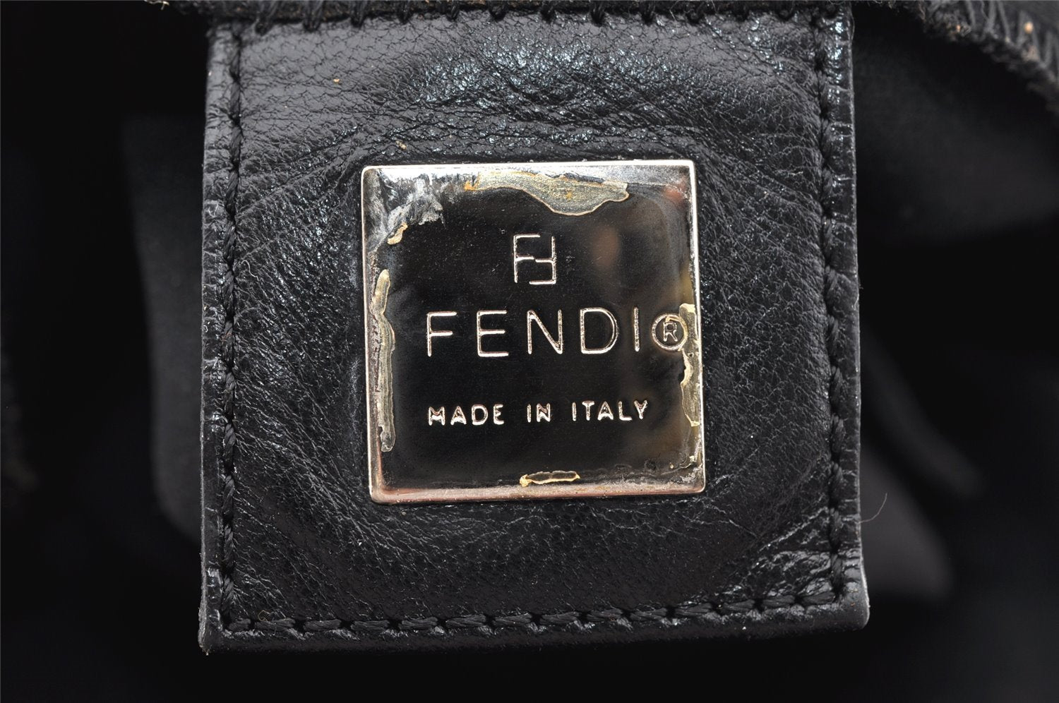 Authentic FENDI Mamma Baguette Shoulder Hand Bag Jersey Leather Black Junk 4272I