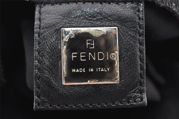 Authentic FENDI Mamma Baguette Shoulder Hand Bag Jersey Leather Black Junk 4272I