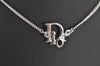 Authentic Christian Dior Silver Tone Chain Pendant Necklace CD 4272K